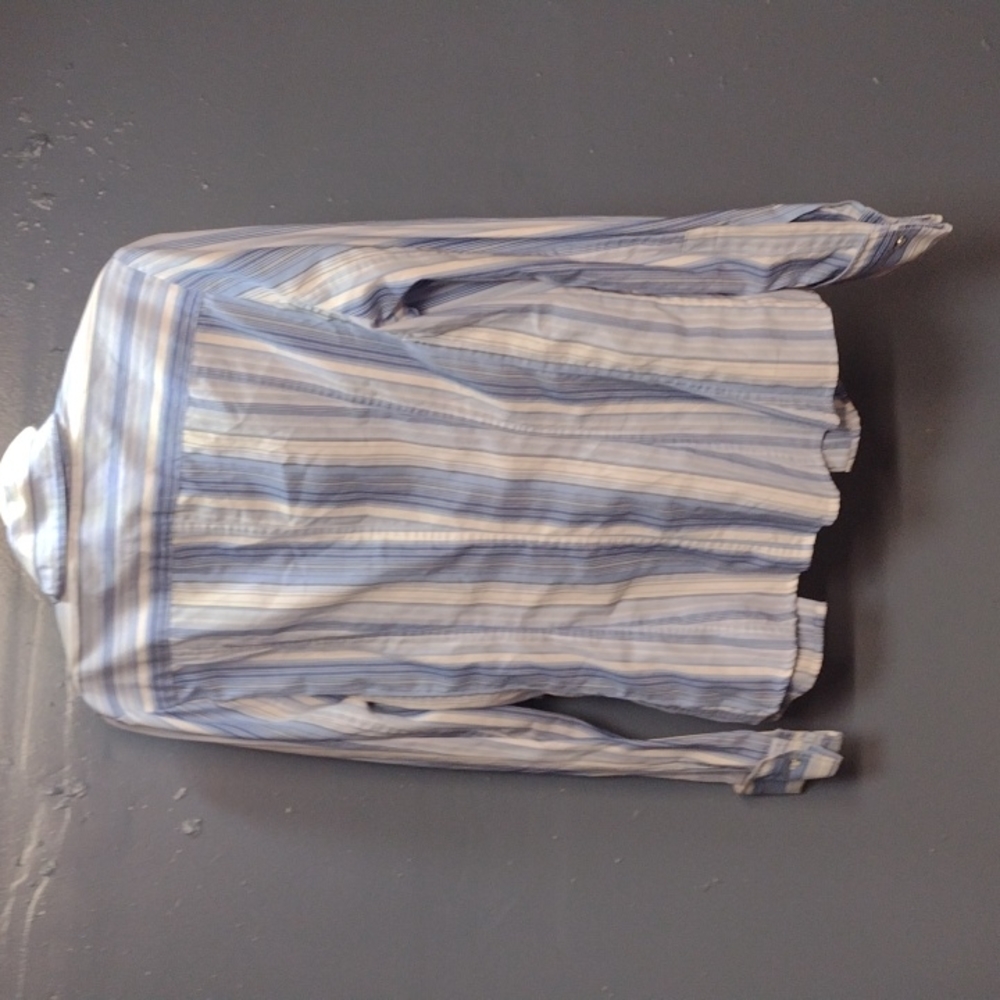 Blue striped button down blouse - Picture 6 of 8